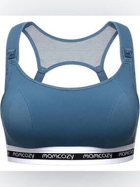 2 x MOMCOZY | Blue Maternity Nursing Sports Bra | Medium x 2